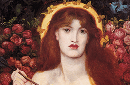 detail: Dante Gabriel Rossetti, Venus Verticordia, 1864-8, olieverf op doek, Russel-Cotes Art — Gallery, Bournemouth