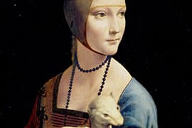 Leonardo da Vinci, Dame met de hermelijn (detail), 1490, Czartoryski Museum te Krakau, Polen