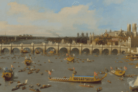 Canaletto, Westminster Bridge, with the Lord Mayor's Procession on the Thames, 1747, Yale Center for British Art.