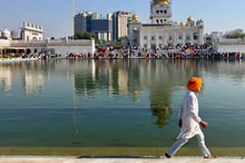 Sikh-huis Gurudwara Bangla Sahib te Delhi.