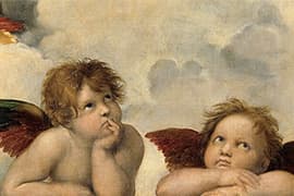 Rafaël, Sistine Madonna (detail), ca. 1513-1514. Gemäldegalerie Alte Meister, Dresden.