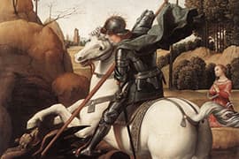 Rafaël, Sint-Joris en de draak (detail), ca. 1503–1506. National Gallery of Art, Washington D.C.