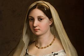 Rafaël, La Donna Velata (detail), ca. 1515-1516. Galleria Palatina, Palazzo Pitti, Florence.