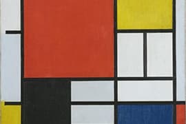 Piet Mondriaan, Compositie met groot rood vlak, geel, zwart, grijs en blauw, 1921.