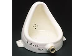 Marcel Duchamp, Fountain, 1950 (replica van 1917 origineel), Philadelphia Art Museum.