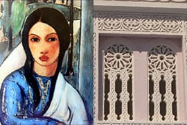 L: Víctor Manuel García Valdés, La Gitana Tropical, 1929/R: detail Palacio del Valle, Cienfuegos