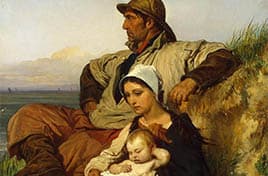Louis Gallait, De familie van de visser, olieverf op doek, 1848, Hermitage Museum, Sint Petersburg