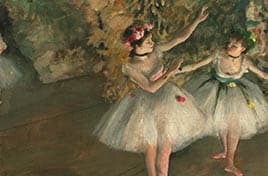 Edgar Degas, Twee danseressen op een podium, olieverf op doek, 1874, Courtauld Gallery, Londen