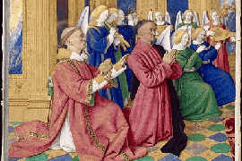 Jean Fouquet, Getijdenboek van Étienne Chevallier, (detail), ca. 1452-1460, Musée Condé, Chantilly. Beeld via Wikimedia Commons
