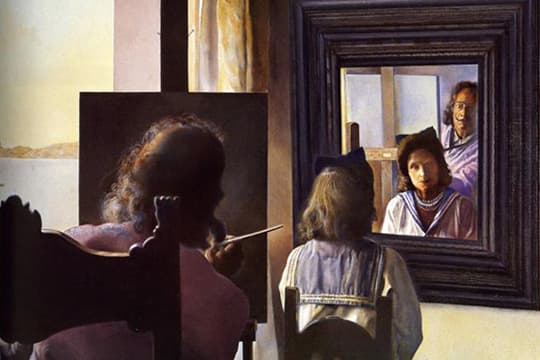 Dalí van achter bezien, Gala van achteren schilderend, 1973, Dalí Museum, Figueres