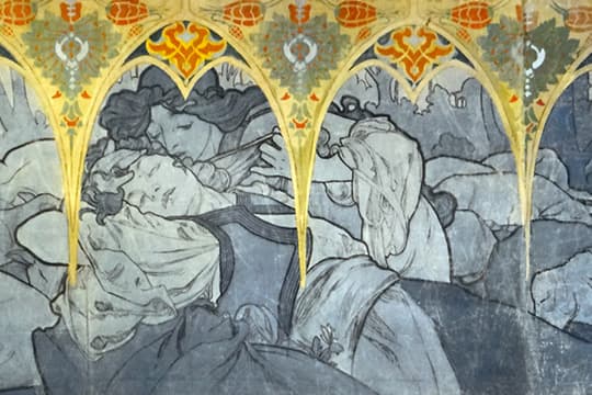 Mucha, A scene from the decoration of pavilion of Bosnia-Herzegovina at the Paris