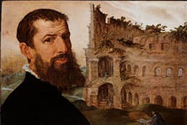 Maarten van Heemskerck, Zelfportret met Colosseum, 1553. The Fitzwilliam Museum, Cambridge, Verenigd Koninkrijk. Foto Andrew Normant