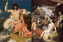 Jean Auguste Dominique Ingres, Jupiter en Thetis, 1811/ Abraham Bloemaert, Het feest van de goden (De bruiloft van Thetis en Peleus)