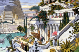 19e-eeuwse illustratie van de Hangende tuinen van Babylon.