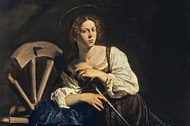 PCaravaggio, 1595/96, Catharina van Alexandrië, 173 x 133 cm, Thyssen Bornemisza Museum