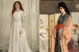 Links: James McNeill Whistler, Symphony in White, No. 1: The White Girl, 1861-1863. The National Gallery of Art, Washington DC. Rechts: James McNeill Whistler, The Princess from the Land of Porcelain, 1863-1865. Freer Gallery of Art, Washington, DC.