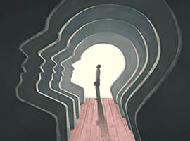 Brein, geest, ziel en spiritualiteit conceptueel verbeeld