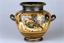 Griekse vaas, Heracles en de Amazones, ca. 520 v. Chr., Rijksmuseum van Oudheden, Leiden