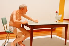 © Ron Mueck, chicken / man, 2019. c/o Pictoright Amsterdam 2026.