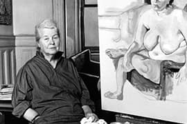 Portret van Alice Neel in haar atelier door ©Lynn Gilbert 1976, New York.